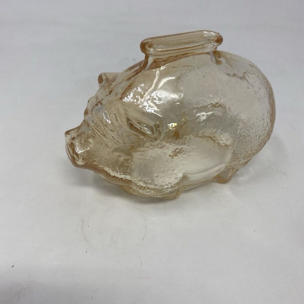 Vintage Anchor Hocking Small Glass Piggy Bank light amber